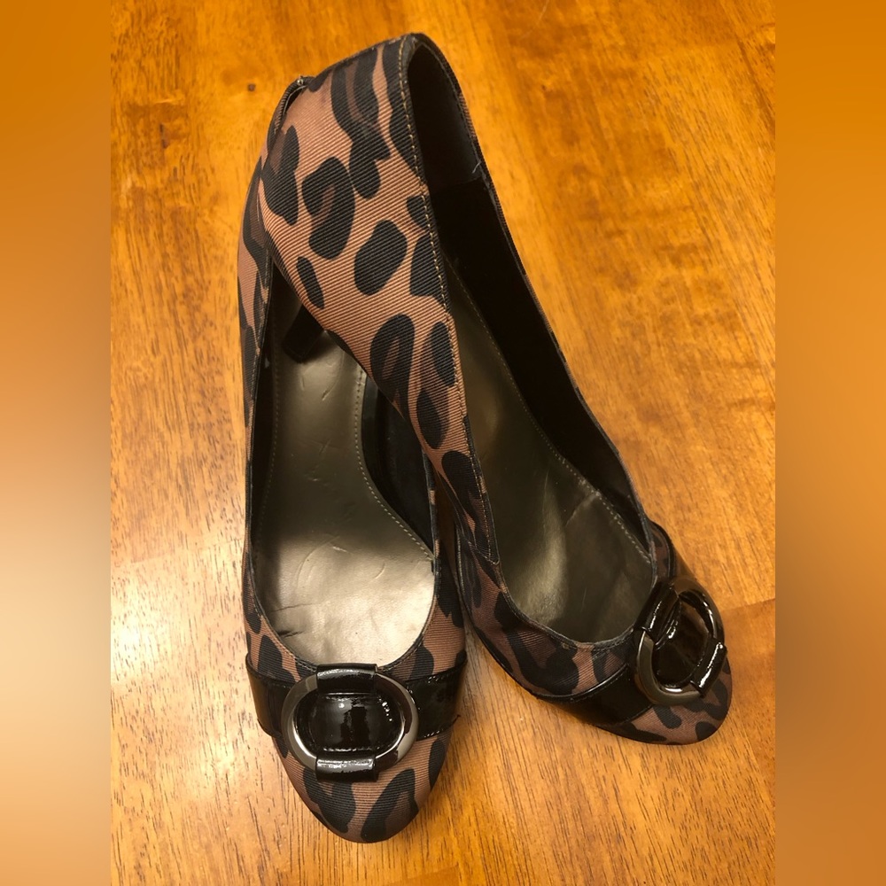 Heels;Alfani; Leopard Print; Leather/Fabric Upper; Leather Outsole;Buckle Detail